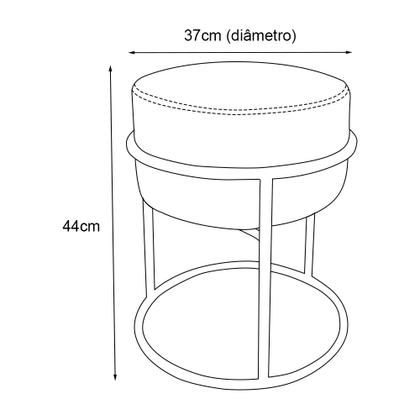 Imagem de Puff Luma Linho Azul com Base de Aço Preta
