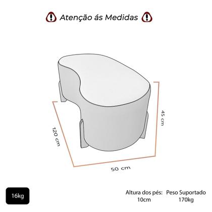Imagem de Puff Orgânico Curvo Pé de Madeira Decorativo para Sala Confortável e Reforçado Bouclé