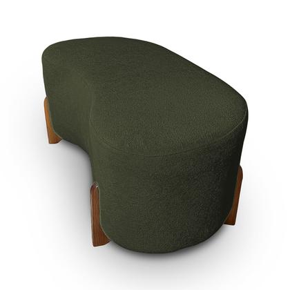 Imagem de Puff Orgânico Curvo Pé de Madeira Decorativo para Sala Confortável e Reforçado Bouclé