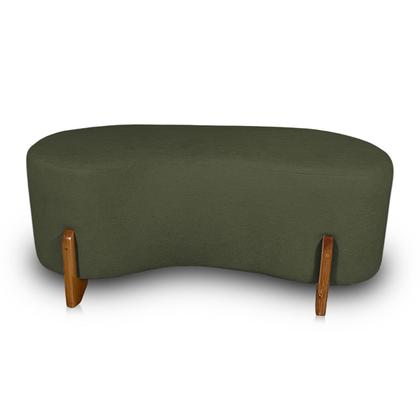 Imagem de Puff Orgânico Curvo Pé de Madeira Decorativo para Sala Confortável e Reforçado Bouclé