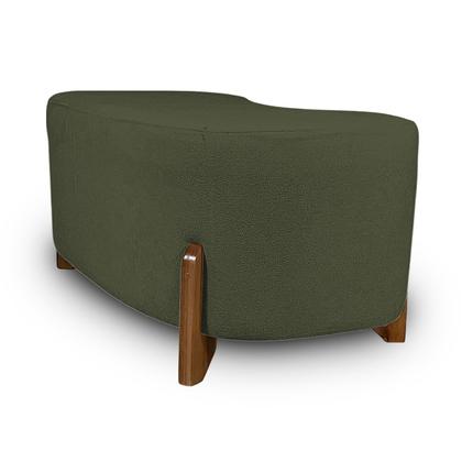 Imagem de Puff Orgânico Curvo Pé de Madeira Decorativo para Sala Confortável e Reforçado Bouclé