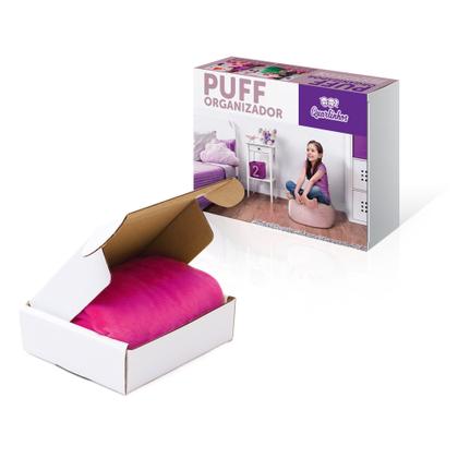 Imagem de Puff Organizador Infantil para Bichos de Pelúcia Rosa Escur