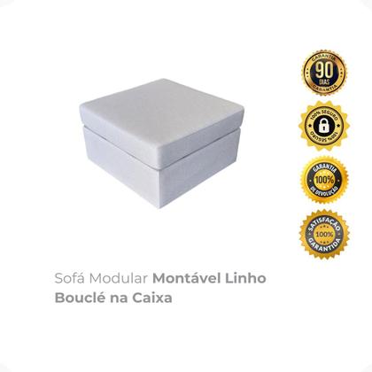 Puff Para Sofá Modular Montável Linho Bouclé na Caixa Módulo 2 - Maxicasa Imagem de Puff Para Sofá Modular Montável Linho Bouclé na Caixa Módulo 2