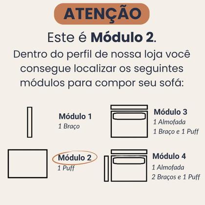 Puff Para Sofá Modular Montável Linho Bouclé na Caixa Módulo 2 - Maxicasa Imagem de Puff Para Sofá Modular Montável Linho Bouclé na Caixa Módulo 2