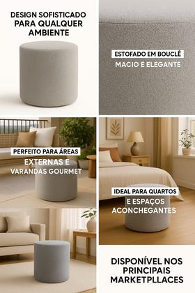 Imagem de Puff Perse Decorativo para Sala puffe para quarto Tecido Bouclê