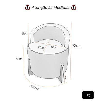 Imagem de Puff Poltrona Com Encosto Confortável Decorativa Orgânica Para Recepção Linho Agatha