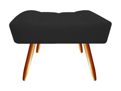 Imagem de Puff Puf Decorativo Nina Retangular Couro Preto Pés Madeira Ms Decor