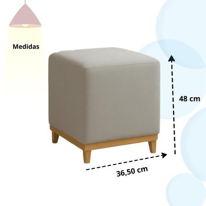 Imagem de Puff Quadrado Decoração Luxo Sala Quarto Resistente Base de Madeira Maciça Reforçado Luxo