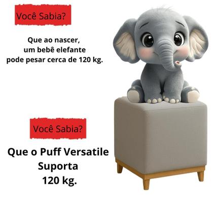 Imagem de Puff Quadrado Decoração Luxo Sala Quarto Resistente Base de Madeira Maciça Reforçado Luxo