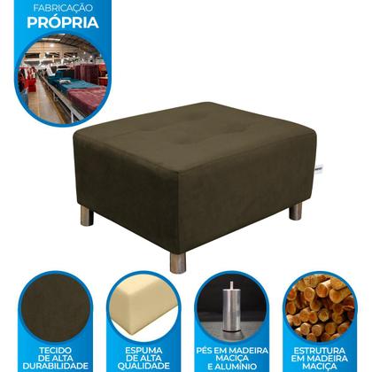 Imagem de Puff Quadrado Decorativo Pés com Alumínio Nero Marrom Matri