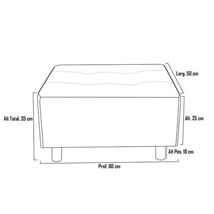 Imagem de Puff Quadrado Decorativo Pés com Alumínio Nero Marrom Matri