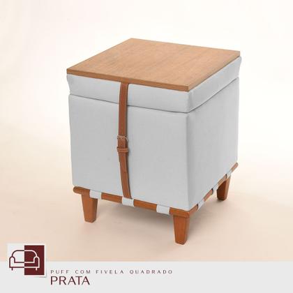 Imagem de Puff Quadrado Estofado com Baú: Funcionalidade e Design Moderno