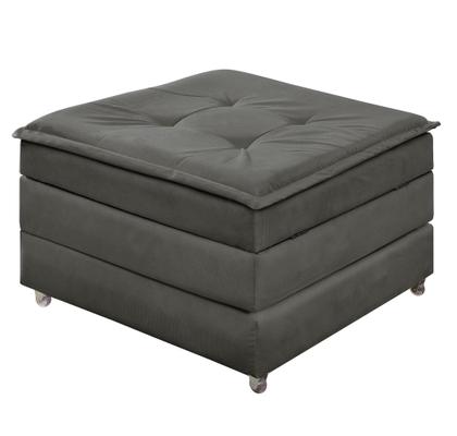 Imagem de Puff Que Vira Cama Solteiro Com Rodinha Com Bau Decoração Para Sala Quarto Apartamento Estofado