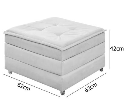 Imagem de Puff Que Vira Cama Solteiro Com Rodinha Com Bau Decoração Para Sala Quarto Apartamento Estofado