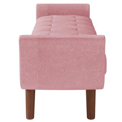 Imagem de Puff Recamier Decorativo com Pés em Madeira 160 cm Itália P05 Bouclê Rosê - Lyam Decor