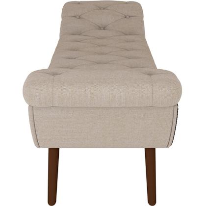 Imagem de Puff Recamier Decorativo com Tachas 195 cm Santorini P05 Linho Creme - Lyam Decor