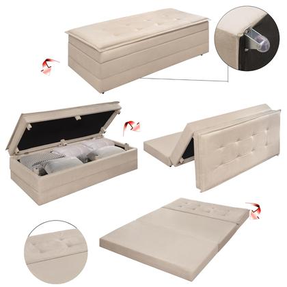 Imagem de Puff Recamier Estofado De Cama Para Quarto Escritório Visitas Com Bau Que Vira Cama De Casal Super Confortável