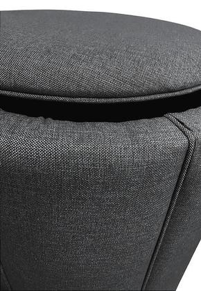 Imagem de Puff Redondo Baú Não É Segredo Debrum Linho Chumbo 40X45