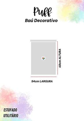 Imagem de Puff Redondo Baú Não É Segredo Debrum Linho Chumbo 54X60