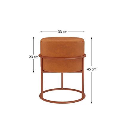 Imagem de Puff Redondo com Argola Cobre Terracota Estofado Decorativo Moderno para Sala de Estar Quarto Escritório Banqueta Apoio