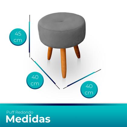 Imagem de Puff Redondo com Botonê para Sala e Quarto Veludo  - LH Decor