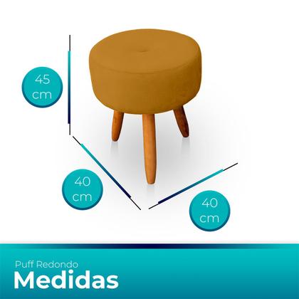 Imagem de Puff Redondo com Botonê para Sala e Quarto Veludo  - LH Decor