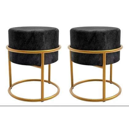 Imagem de Puff Redondo Iron Decorativo Base argola Preto