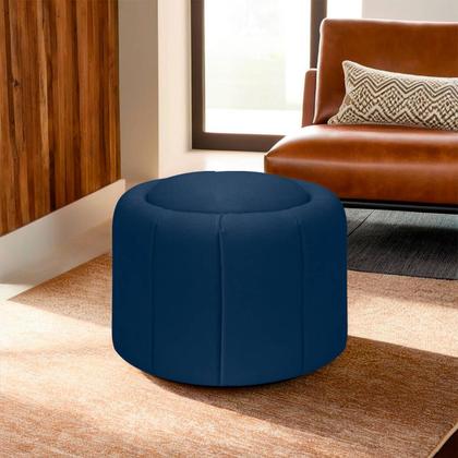 Imagem de Puff Redondo Orgânico Resistente Flora 45x45 Bouclê - SOFA STORE