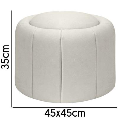 Imagem de Puff Redondo Orgânico Resistente Flora 45x45 Bouclê - SOFA STORE