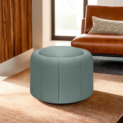 Imagem de Puff Redondo Orgânico Resistente Flora 45x45 Bouclê - SOFA STORE