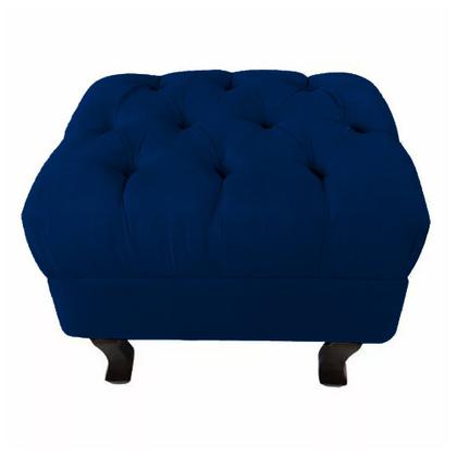 Imagem de Puff Retrô Fixo Luis Xv Capitonê Suede Azul Marinho - DS Estofados