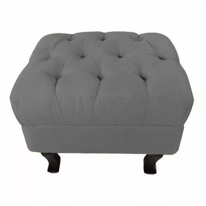 Imagem de Puff Retrô Fixo Luis Xv Capitonê Suede Cinza - DS Estofados