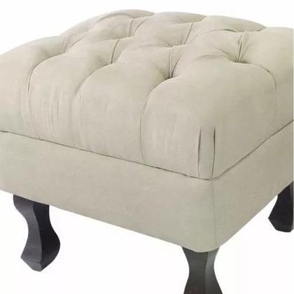 Imagem de Puff Retrô Luis Xv Capitonê Bege - DS Estofados