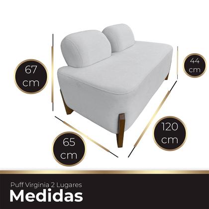 Imagem de Puff Virginia Retangular para Sala Boucle Off White 2 Lugares