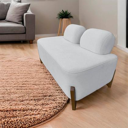 Imagem de Puff Virginia Retangular para Sala Boucle Off White 2 Lugares