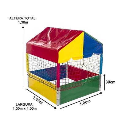 Imagem de Pula Pula Cama Elástica Trampolim 2,30m + Piscina de Bolinhas Quadrada 1,00m + Escorregador Médio + Gangorra Infantil 1 Lugar