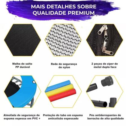 Imagem de Pula Pula Cama Elástica Trampolim Infantil 1,55M 80Kg C/Rede