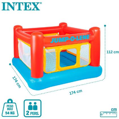 Imagem de Pula pula inflável jump o' lene intex 2 crianças até 54kg 174x174x112cm + bomba de ar manual
