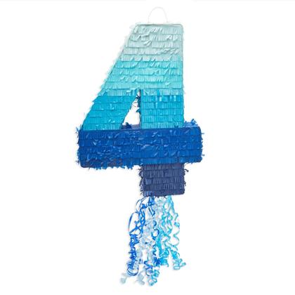 Imagem de Pull String Pinata BLUE PANDA número 4 para o 4º aniversário do menino