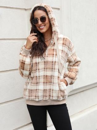 Imagem de Pulôver Sherpa com capuz com capuz de lã felpuda para mulheres