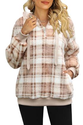 Imagem de Pulôver Sherpa com capuz com capuz de lã felpuda para mulheres
