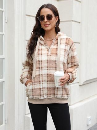 Imagem de Pulôver Sherpa com capuz com capuz de lã felpuda para mulheres