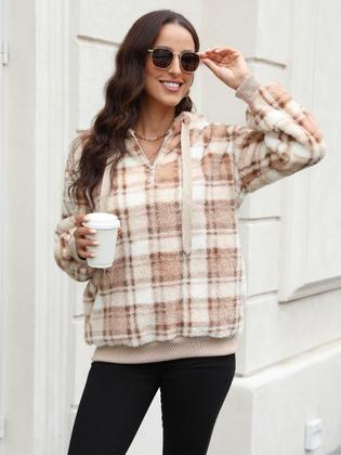 Imagem de Pulôver Sherpa com capuz com capuz de lã felpuda para mulheres