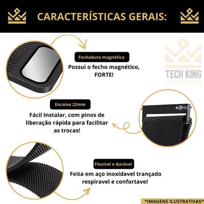 Imagem de Pulseira 22mm metal fecho magnético para Amazfit Bip 6
