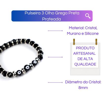 Imagem de Pulseira 3 Olhos Gregos Contra Inveja - Escolha a Cor