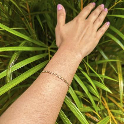 Imagem de Pulseira 3x1 Feminina/Masculina 18cm Folheada a Ouro 18k
