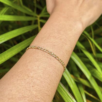 Imagem de Pulseira 3x1 Feminina/Masculina 18cm Folheada a Ouro 18k