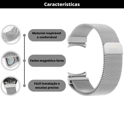 Imagem de Pulseira Aço Fecho Magnético Para Galaxy Watch6 44Mm