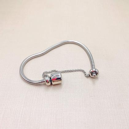 Imagem de Pulseira Aço Inox Compatível Berloque Pandora Vivara charms Elegante
