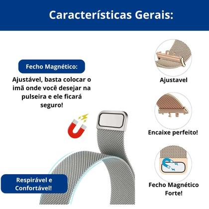 Imagem de Pulseira aço inox para Galaxy Fit3 - fecho magnético